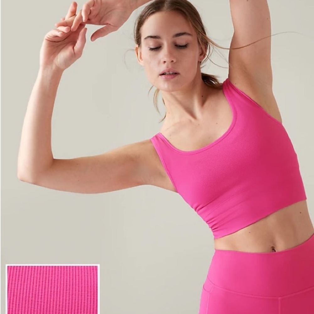Athleta Aurora Seamless Scoop Crop Top, Salvia Pink, Size S
